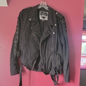Tripp NYC Black Lace-Up Leather Jacket